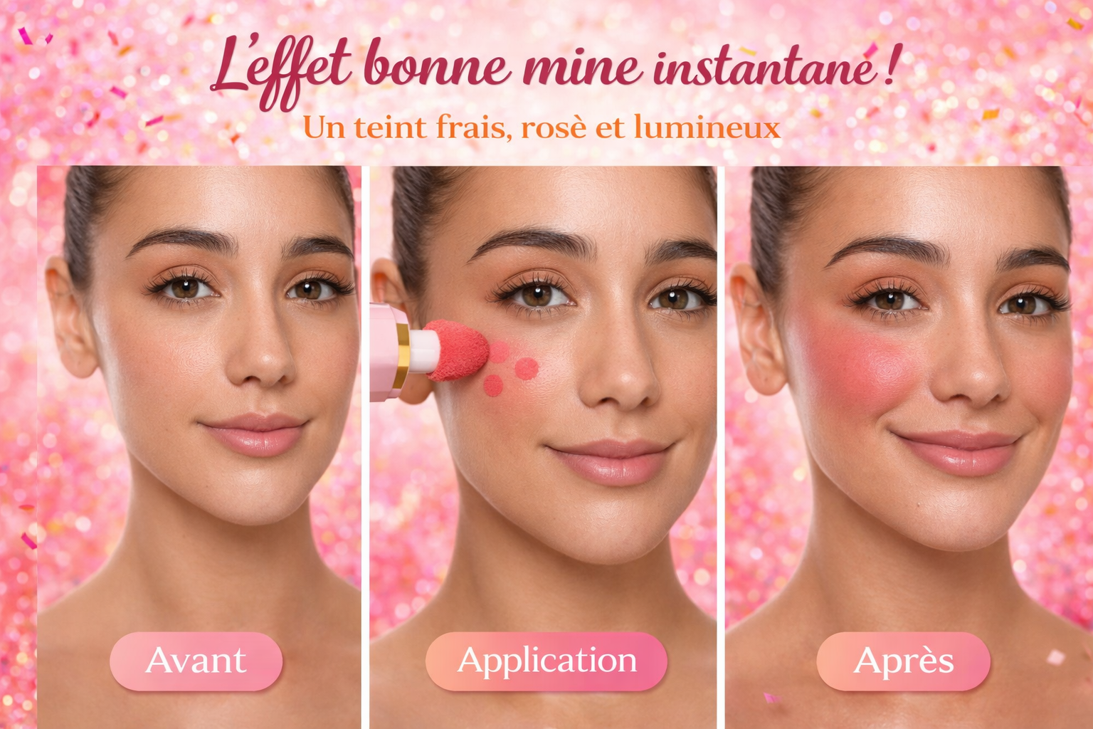 Blush Liquide Lot de 6 – Blush Crème Visage & Lèvres avec Applicateur Mousse – Effet Naturel – Waterproof – 6 Teintes OCIBEL