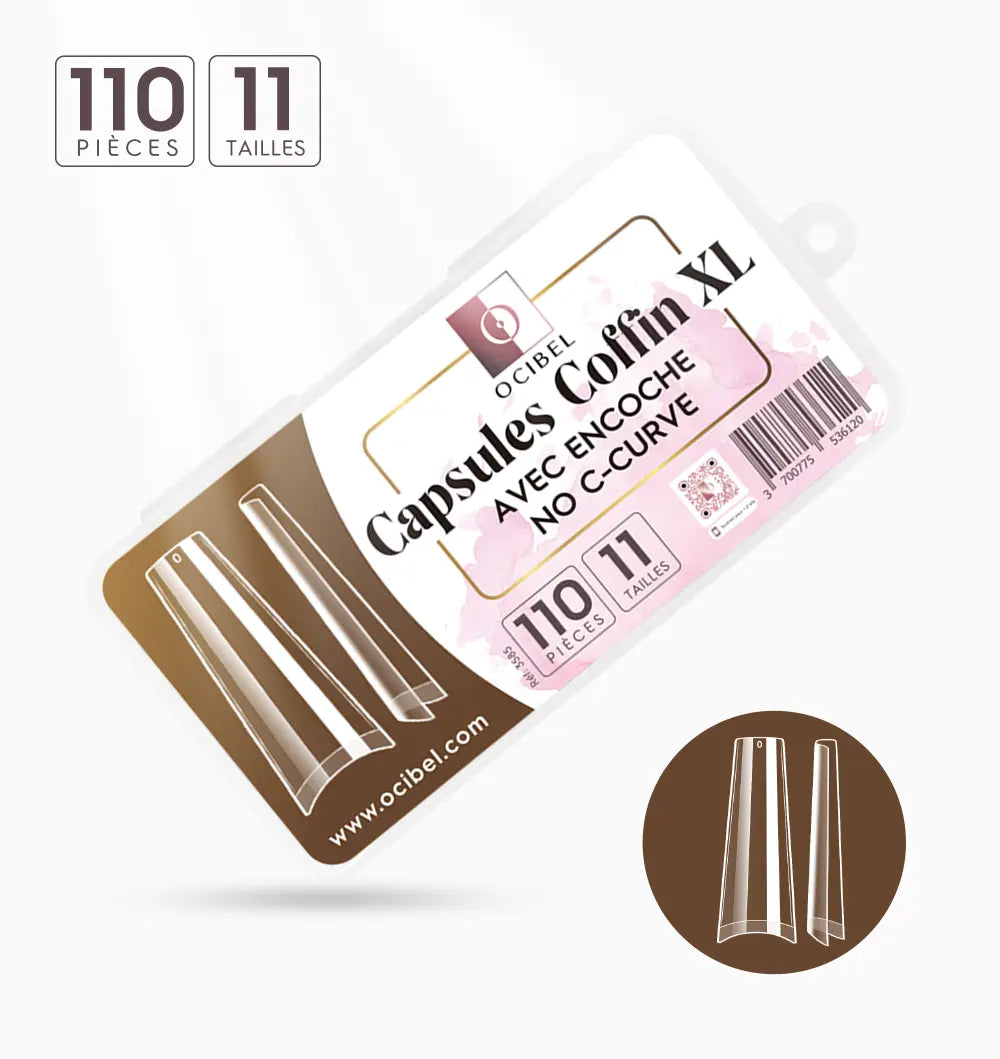 Capsules Soft Gel Coffin XL No Curve Transparente avec petite encoche - 110 Pièces OCIBEL