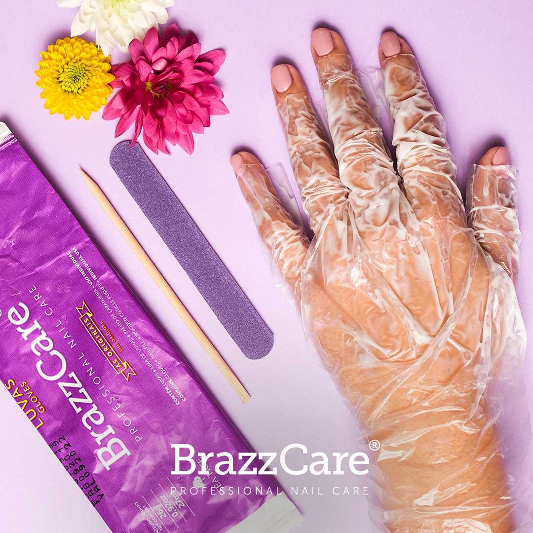 Carton 90 sachets BrazzCare BalbCare Gant Manucure Brésilienne inclus 1 Lime et Bâtonnet OCIBEL
