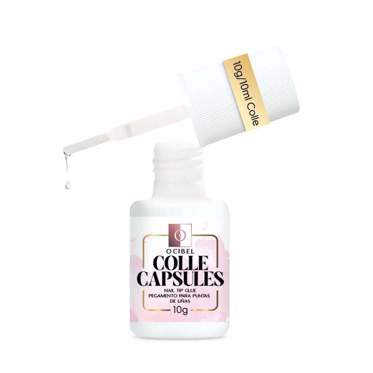 Colle Extra Forte pour Faux Ongles 10g (10ml) - Pinceau applicateur pour Capsules en Gel, Plastique, Acrylique et Strass OCIBEL