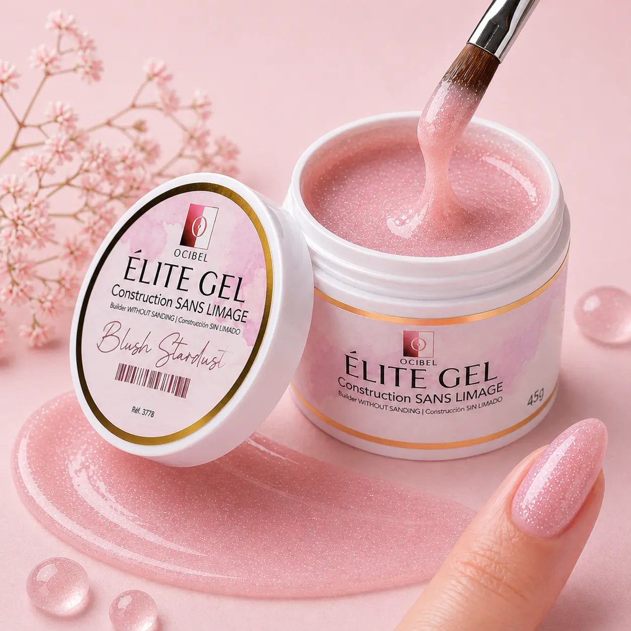 Élite - Gel Construction SANS LIMAGE 45g - Blush Stardust