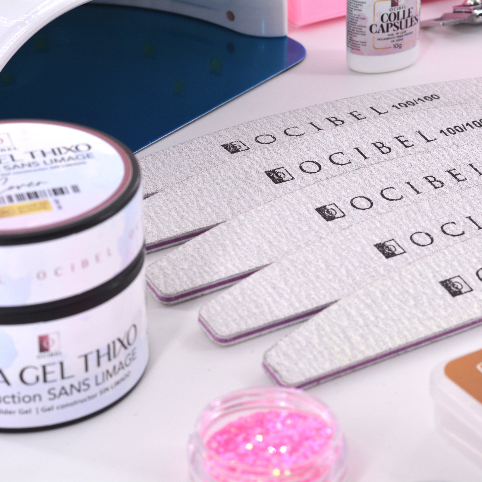 Kit Ongles Complet L’Essentiel – Gel de Construction Sans Limage, Lampe 72 W, Accessoires et Soins OCIBEL