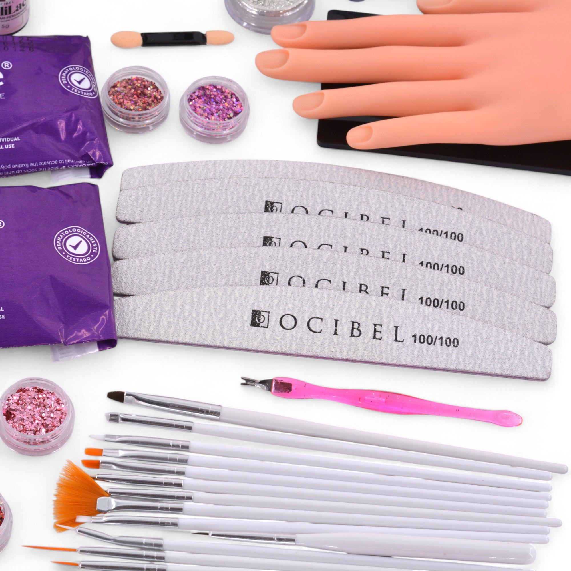 Kit Ongles Complet Master – Gel de Construction Sans Limage, 2 Lampes 72 W USB, 8 Vernis LolliLac, Accessoires et Soins Professionnels OCIBEL