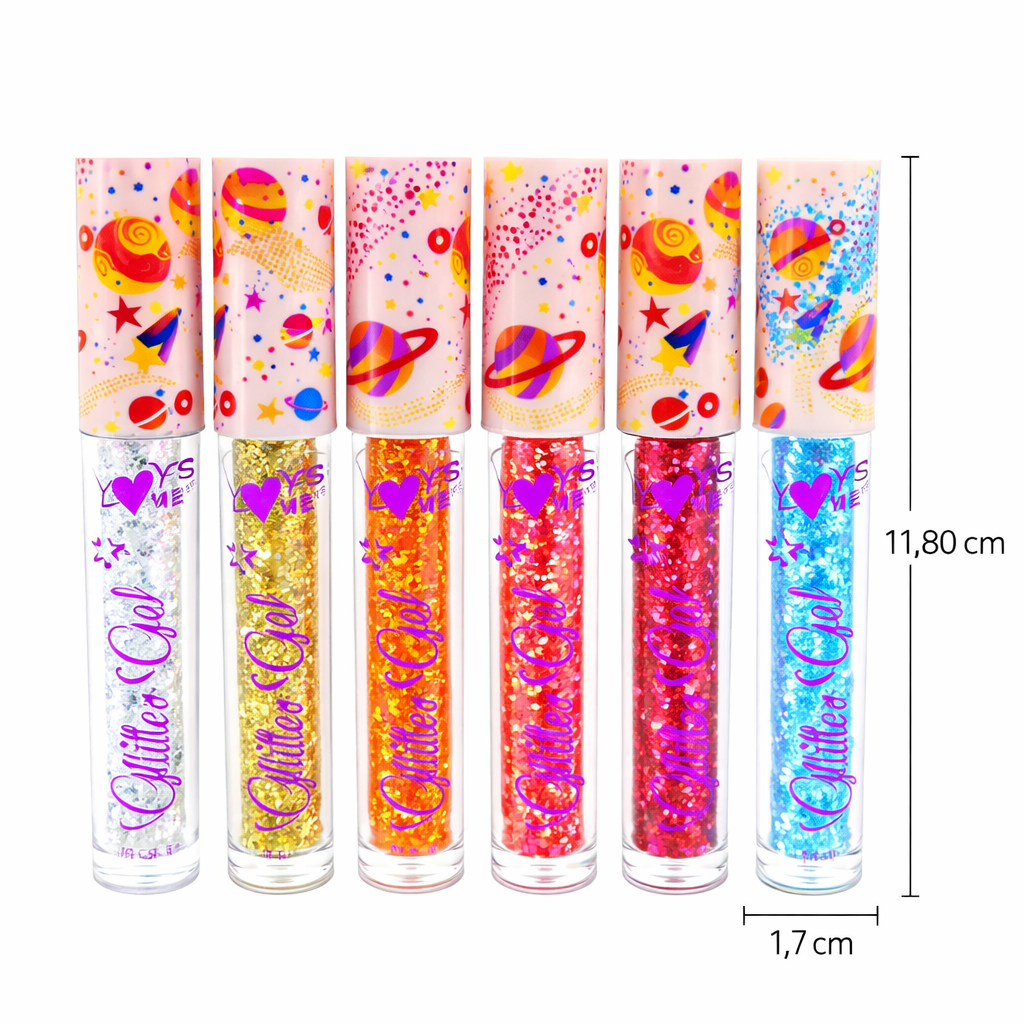 Lot de 6 Glitter Gel Pailleté 4 ml – Yeux, Visage, Lèvres & Cheveux – Applicateur Intégré – Maquillage Festival & Soirée - Nuances #1 OCIBEL