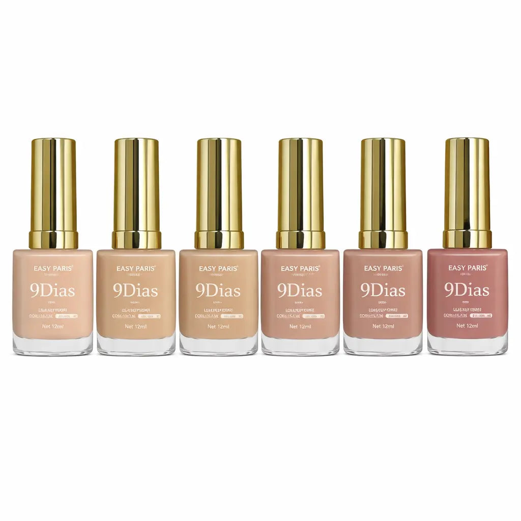 Lot de 6 Vernis à Ongles Nude – Couleurs Naturelles Tendance – Finition Brillante – Tenue Jusqu’à 9 Jours – Séchage à l’Air – 13ml