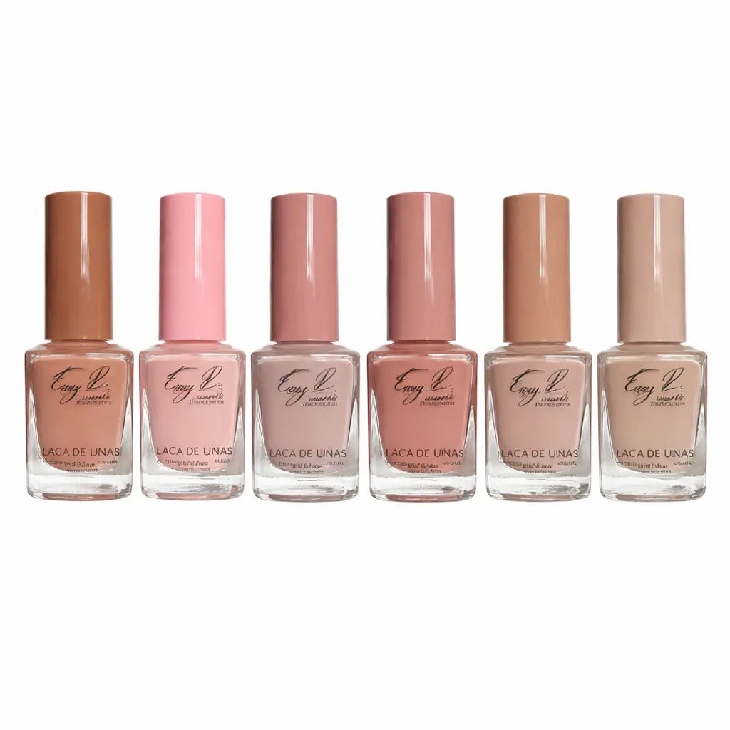Lot de 6 Vernis à Ongles Nude – Couleurs Naturelles Tendance, Effet Brillant, Séchage à l’Air, Tenue jusqu’à 9 Jours, 13ml