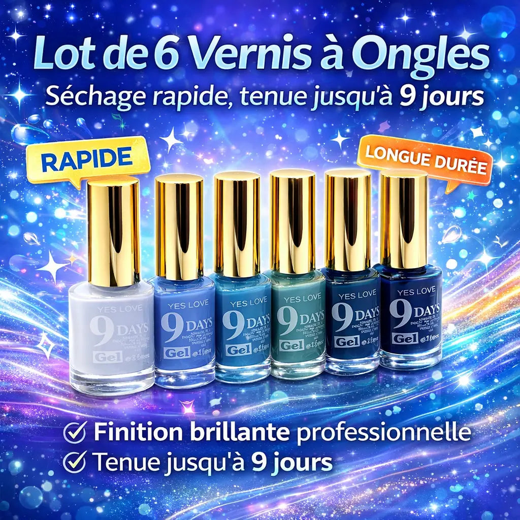 Lot de 6 vernis à ongles sans lampe – séchage rapide à l’air, tenue jusqu’à 9 jours, couleurs modernes gris bleu vert, finition brillante professionnelle, 6 x 13 ml