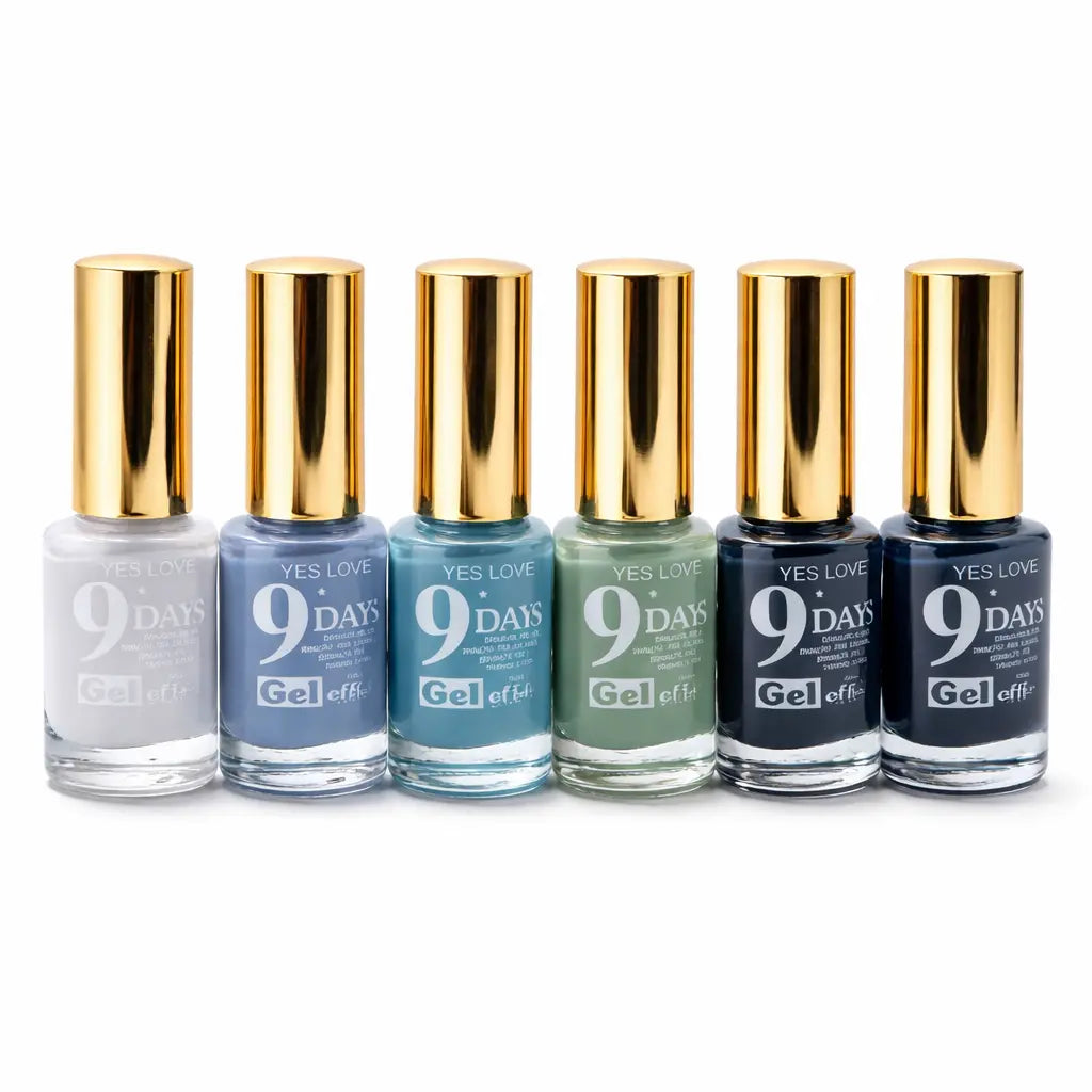 Lot de 6 vernis à ongles sans lampe – séchage rapide à l’air, tenue jusqu’à 9 jours, couleurs modernes gris bleu vert, finition brillante professionnelle, 6 x 13 ml