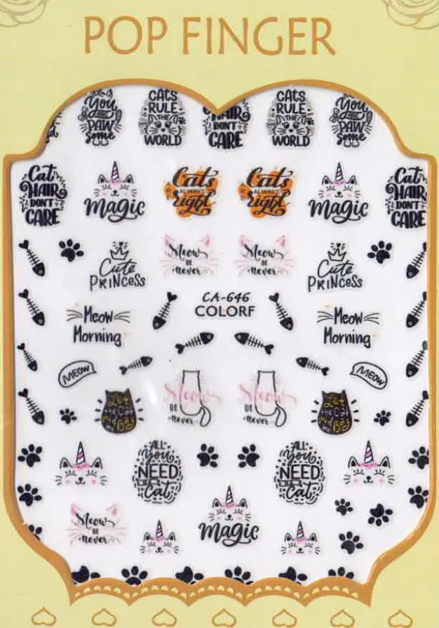 Planche Stickers Autocollant Chat Licorne OCIBEL