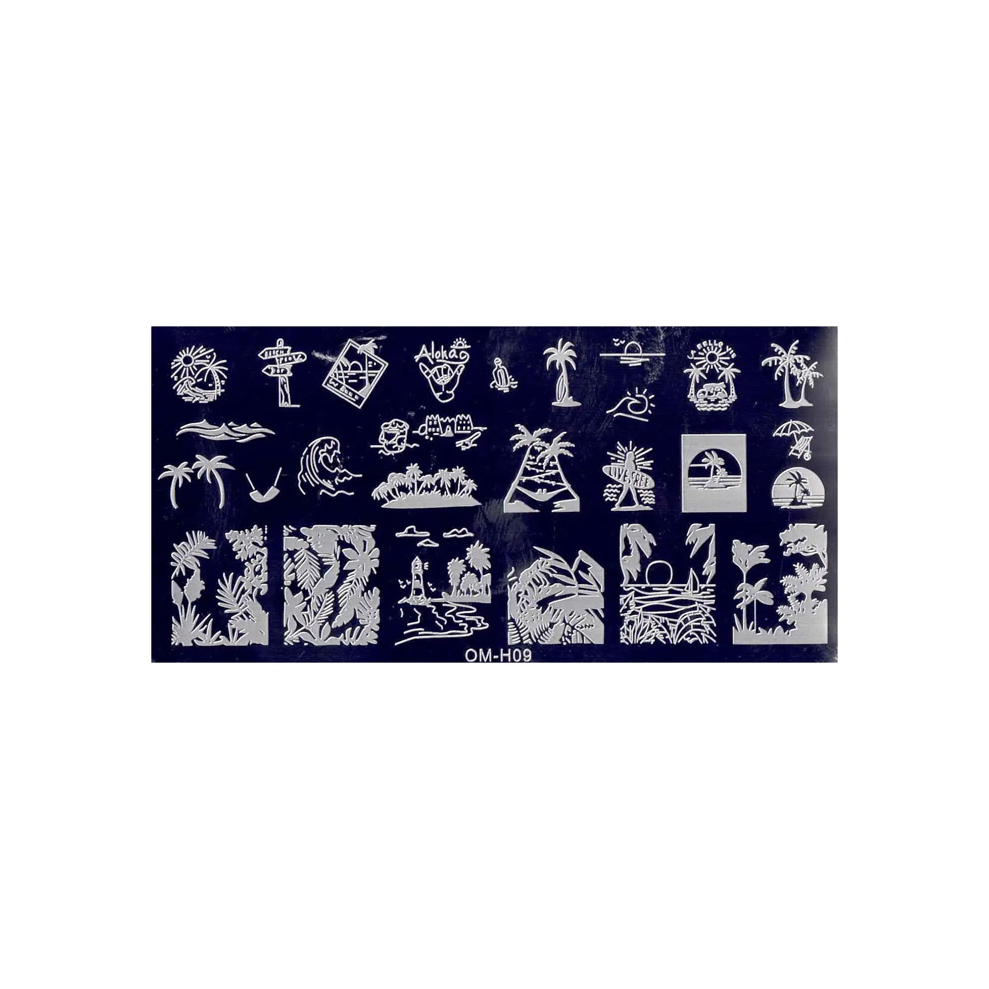 Plaque de Stamping pour Ongles Thème : Plage OCIBEL