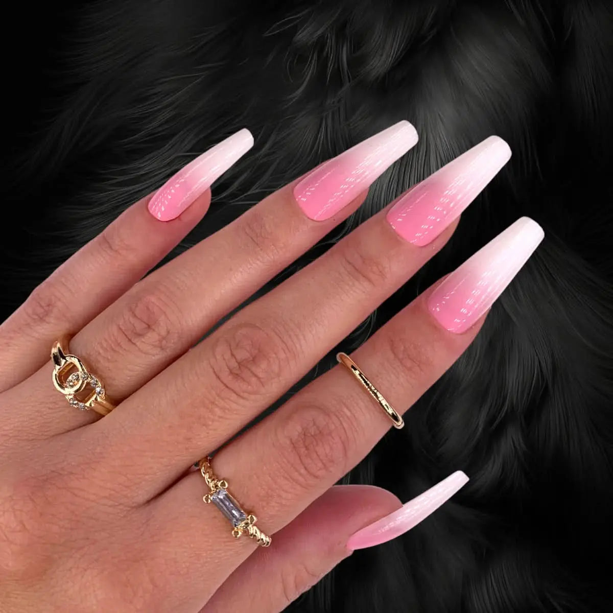 Press On Nails Faux Ongles Réutilisables - Long Coffin Babyboomer OCIBEL