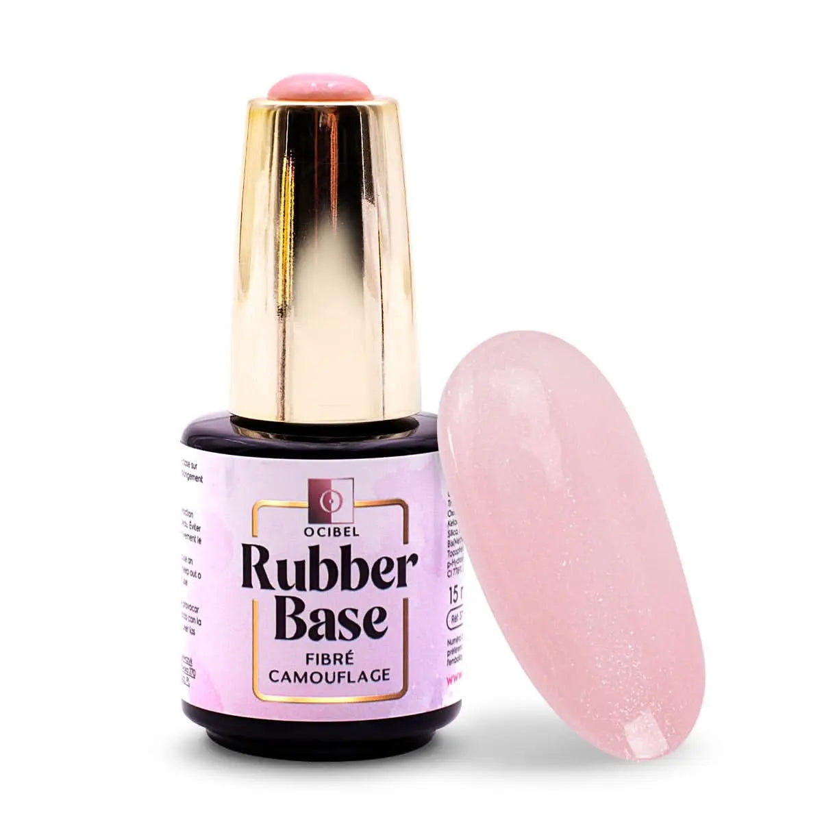 Rubber Base - Gummy Base UV / LED Fibré Camouflage Pailleté - 15 ml OCIBEL