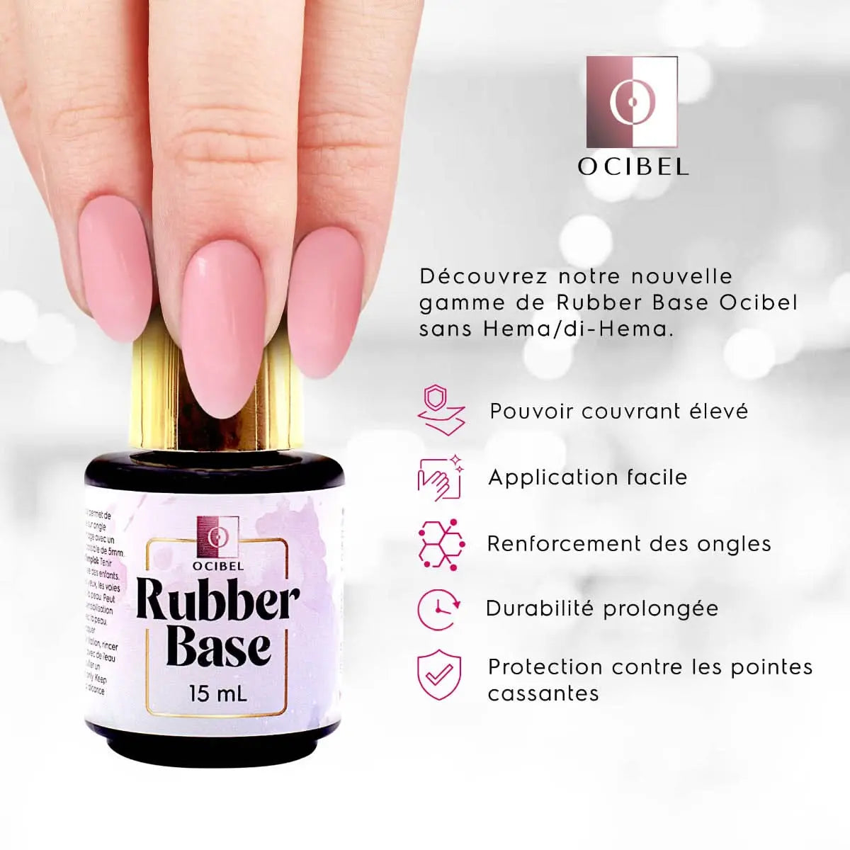 Rubber Base - Gummy Base UV / LED Nude 03 Sans HEMA / DI-HEMA - 15 ml OCIBEL