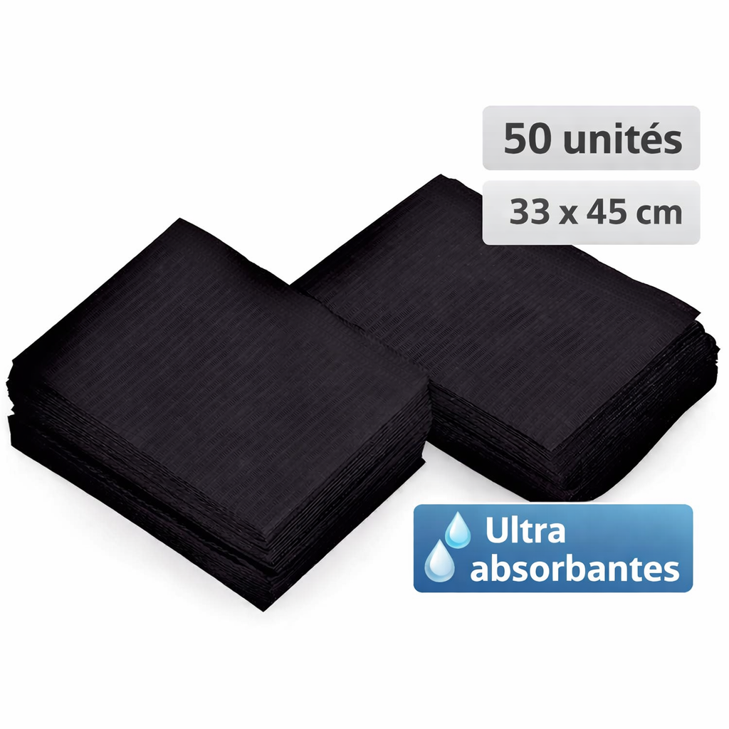 Serviettes Jetables Laminées Noires 33 x 45 cm – Paquet de 50 OCIBEL