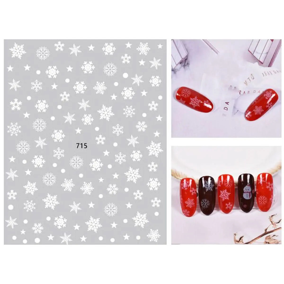 Sticker Nail Art Noël Blanc - Flocons OCIBEL