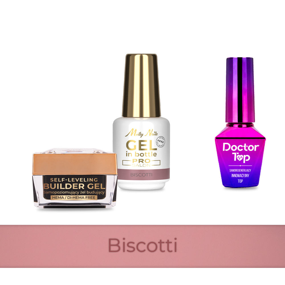 Coffret Découverte Biscotti – 2 Gels & Top Coat Auto-Régénérant – Sans HEMA/Di-HEMA