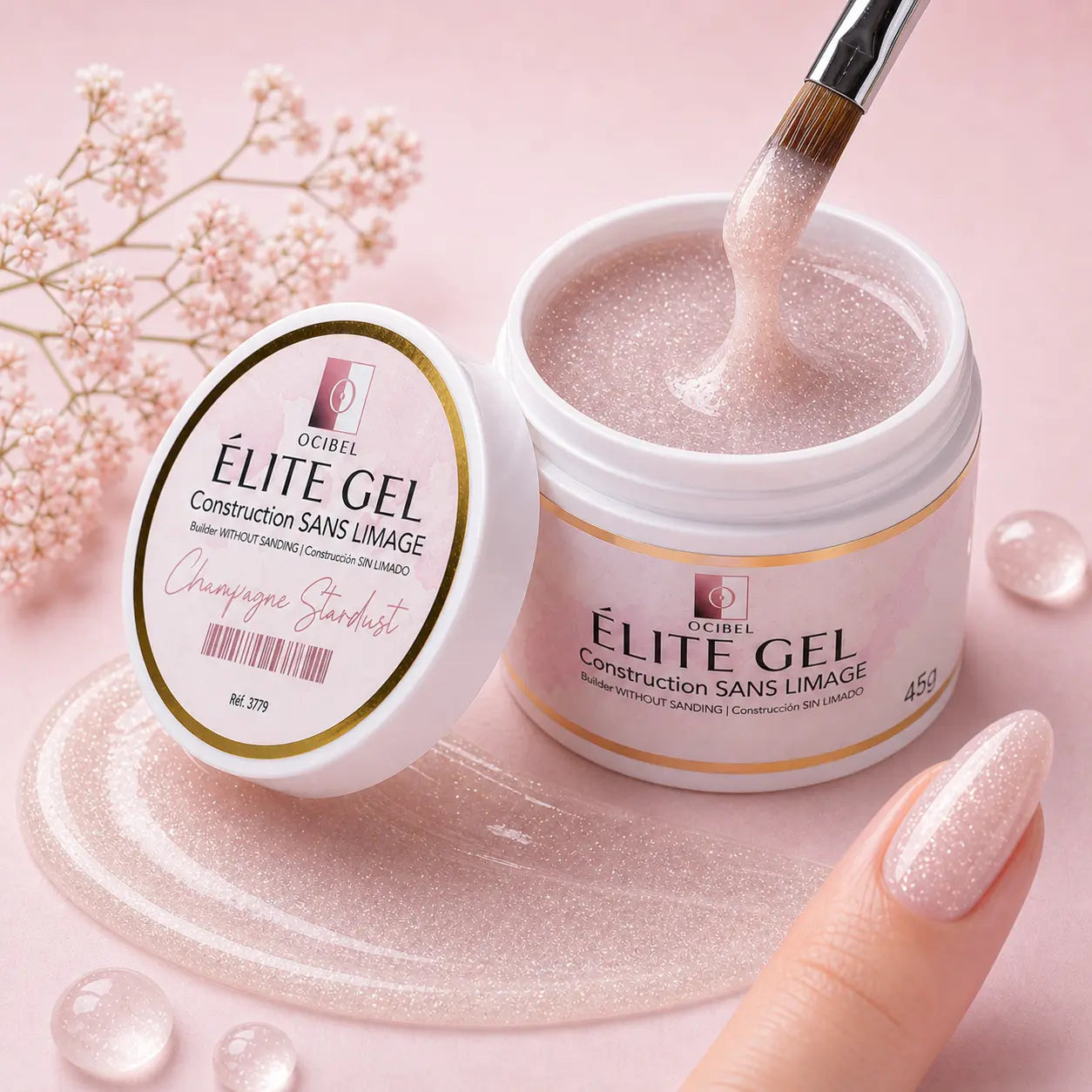 Élite - Gel Construction SANS LIMAGE 45g - Champagne Stardust