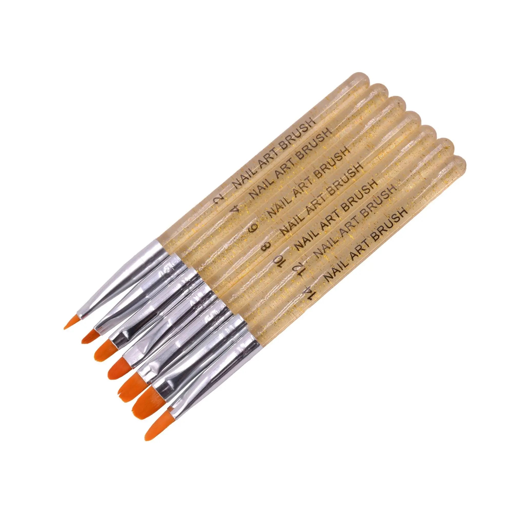 Lot 7 Pinceaux Arrondis pour Gel - Taille 2, 4, 6, 8, 10, 12, 14 OCIBEL