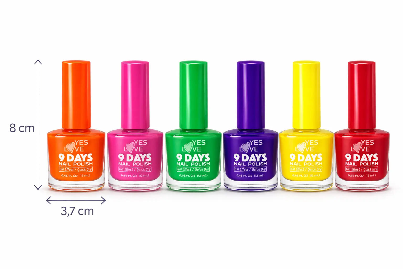 Lot de 6 Vernis à Ongles Colorés 6 x 13 ml – Effet Gel Brillant – Tenue 9 Jours – Séchage Rapide – Couleurs Vives – Finition Professionnelle OCIBEL