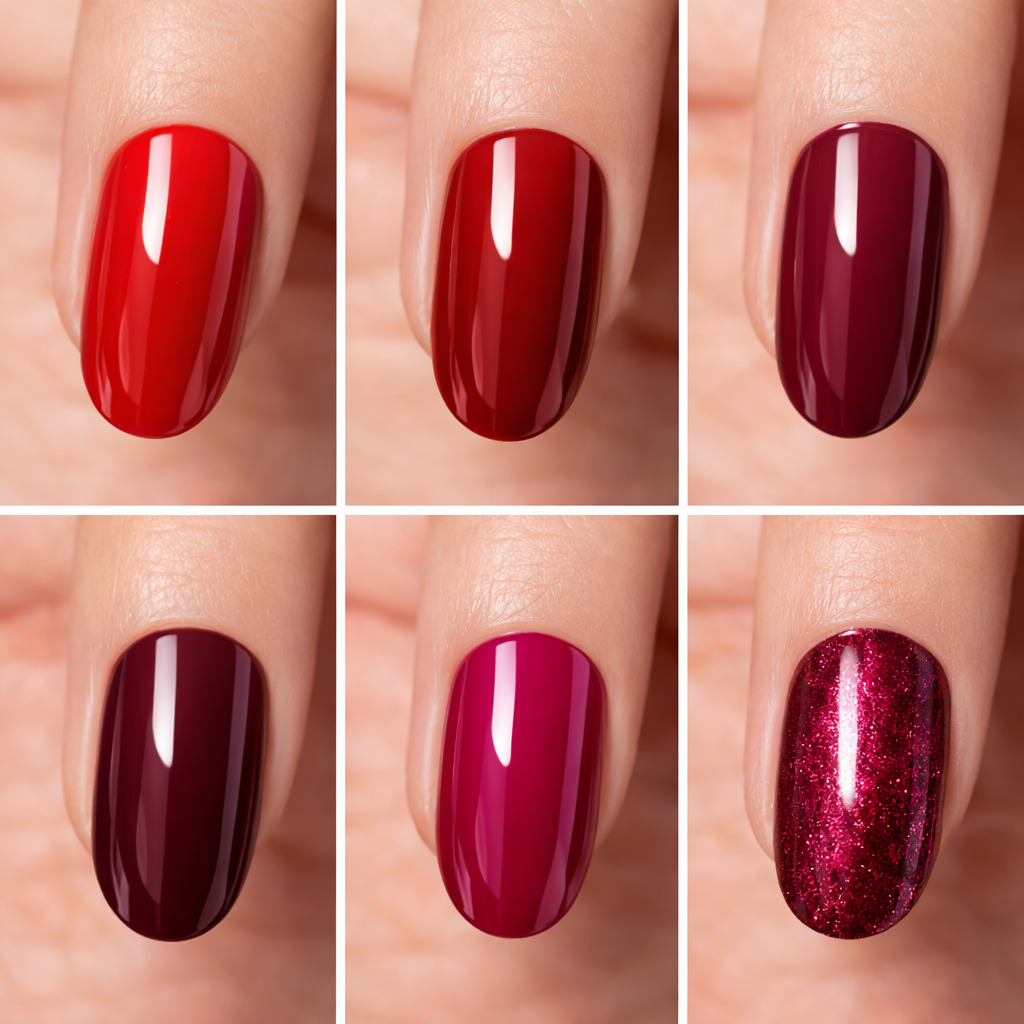 Lot de 6 Vernis à Ongles Rouges & Bordeaux 6 x 13 ml – Effet Gel Brillant – Tenue 9 Jours – Séchage Rapide – Couleurs Intenses & Élégantes – Finition Professionnelle OCIBEL