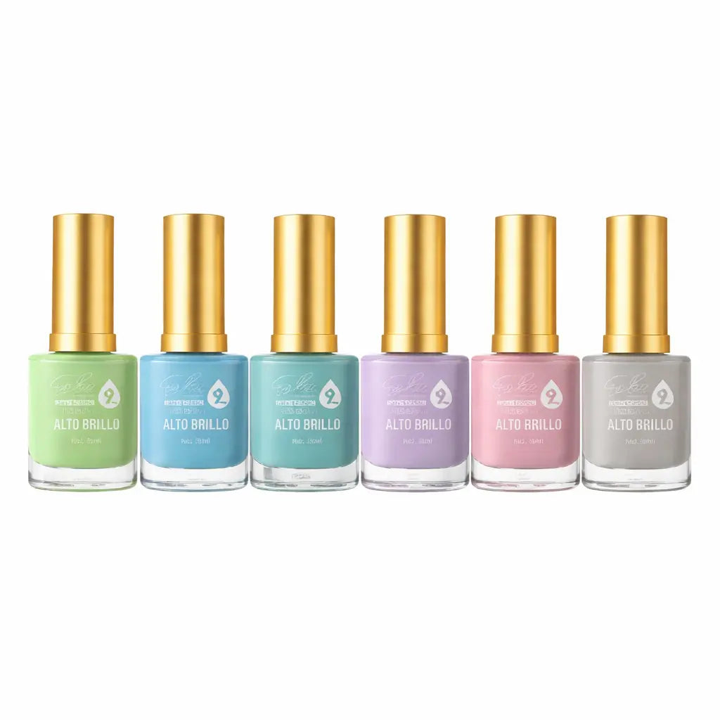 Lot de 6 vernis pastel brillants – couleurs tendance printemps été – tenue 9 jours – séchage air libre sans lampe – 13 ml