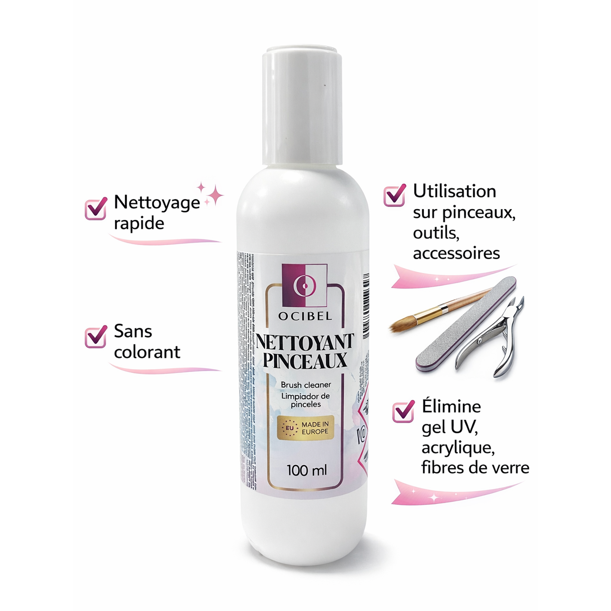 Nettoyant Pinceaux – Nettoyage Rapide Sans Colorant 100 ml OCIBEL