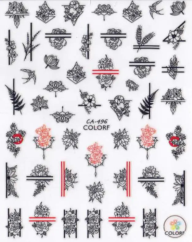 Planche Stickers Autocollant Fleur OCIBEL