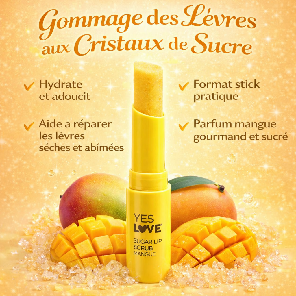 Sugar Lip Scrub Mangue – Gommage des Lèvres aux Cristaux de Sucre Réparateur & Hydratant OCIBEL