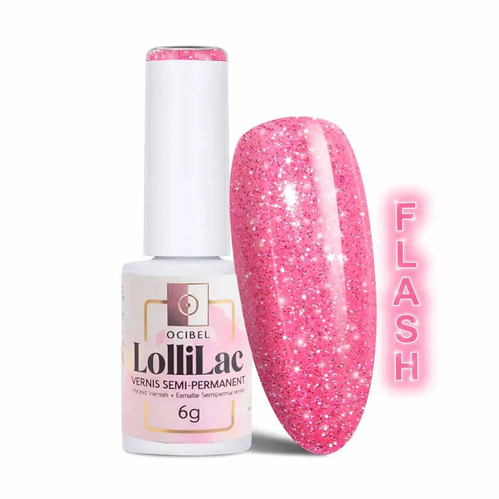 Vernis Semi Permanent UV / LED - Flash Glitter Light Pink 6g OCIBEL