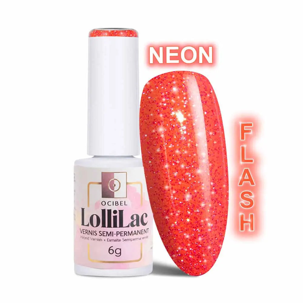 Vernis Semi Permanent UV / LED - Flash Glitter Orange 6g OCIBEL