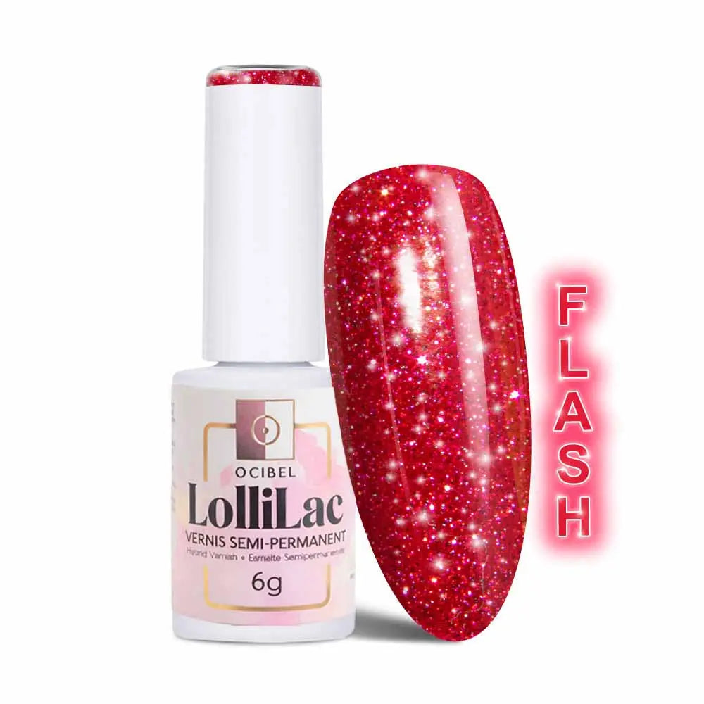 Vernis Semi Permanent UV / LED - Flash Glitter Raspberry 6g OCIBEL
