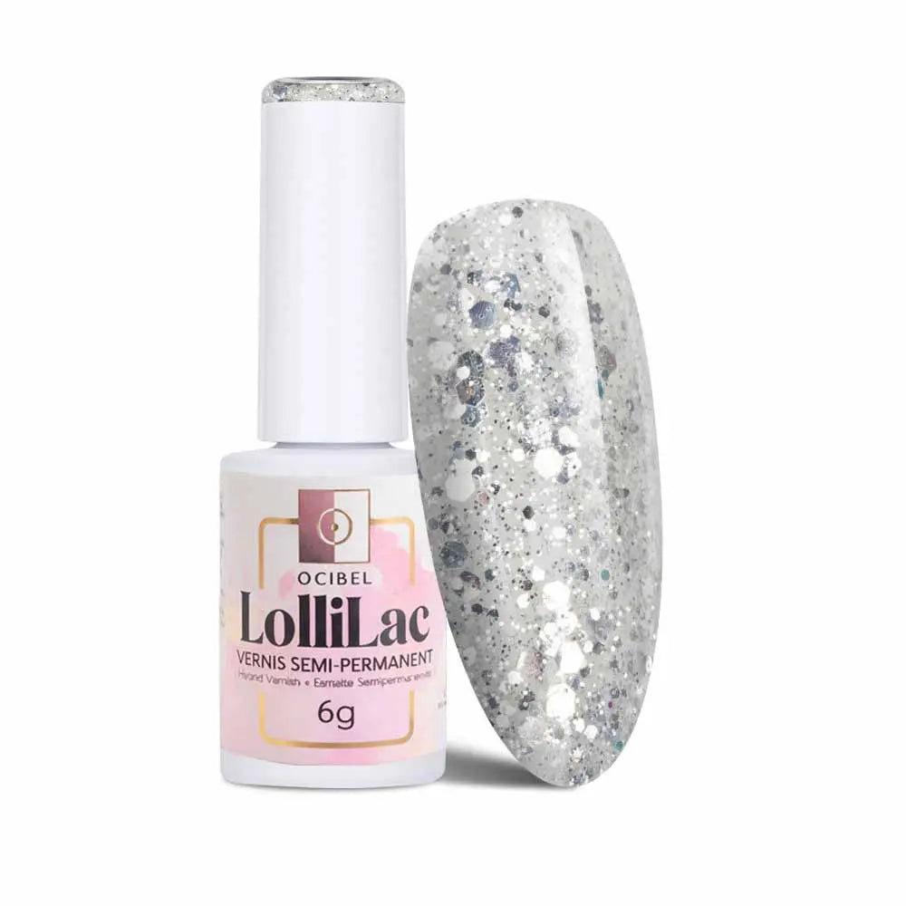 Vernis Semi Permanent UV / LED - Silver Confetti 6g OCIBEL